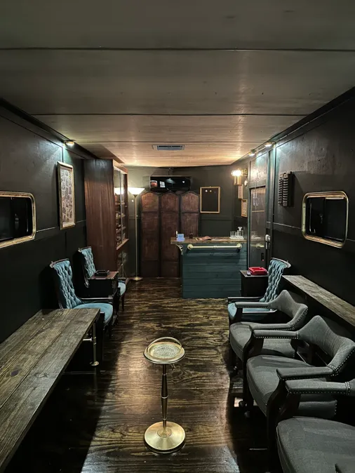 Leaf & Ember mobile cigar lounge interior